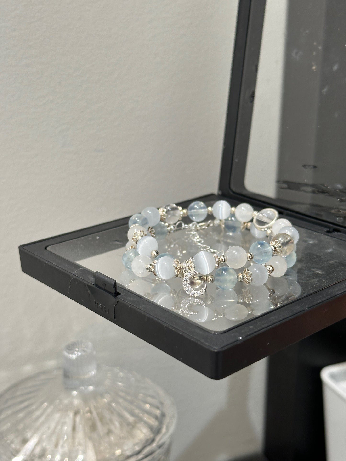 Blue bubbles double layer bracelet