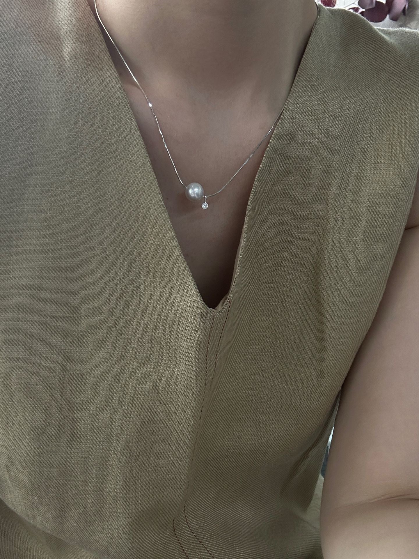 Lucky pearl Sterling silver freshwater pearl dainty necklace tiny pearl necklace bridesmaid gift