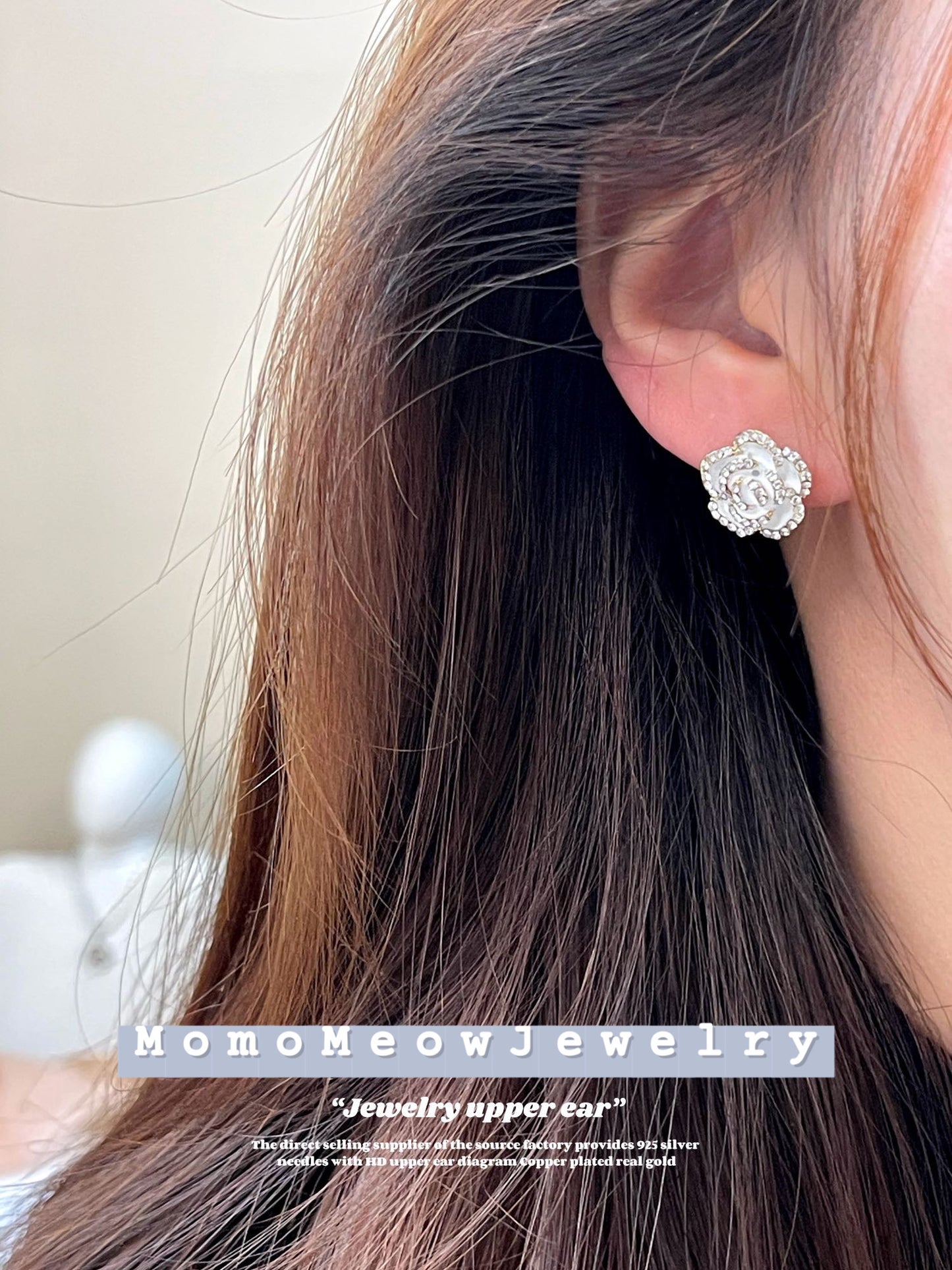 Rose earrings stud | 黑白玫瑰花耳钉