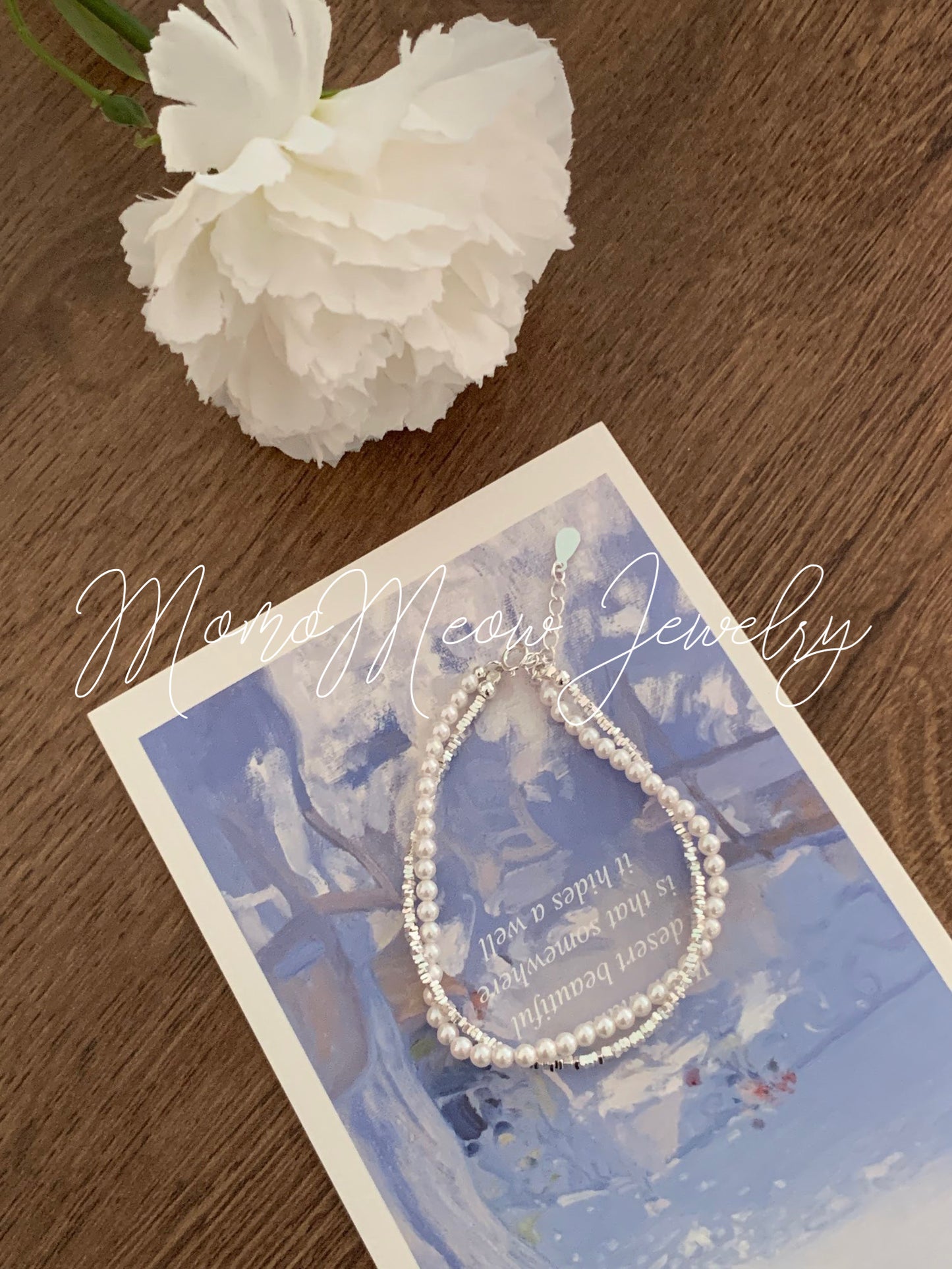 Silver pearl twist bracelet