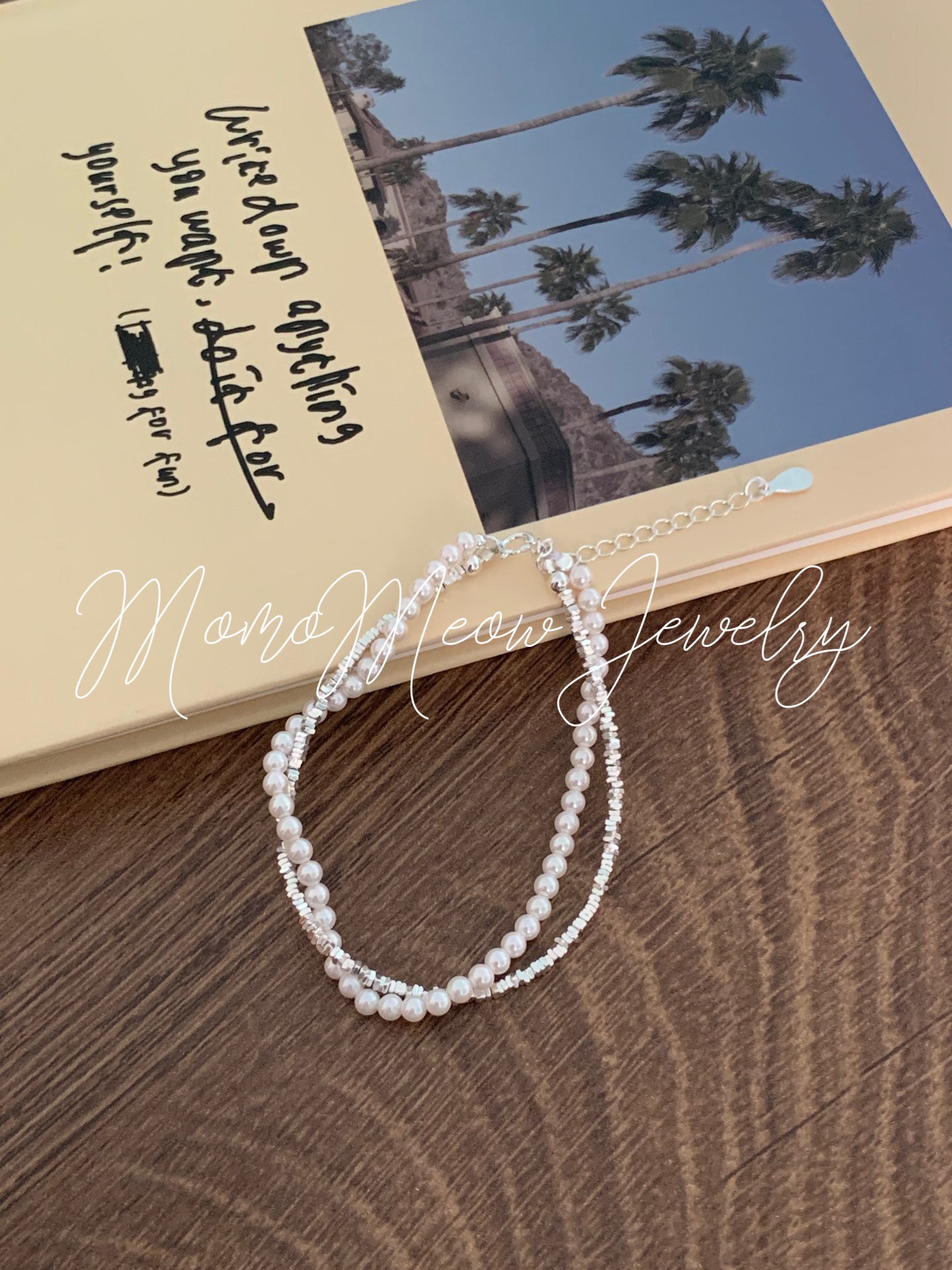 Silver pearl twist bracelet