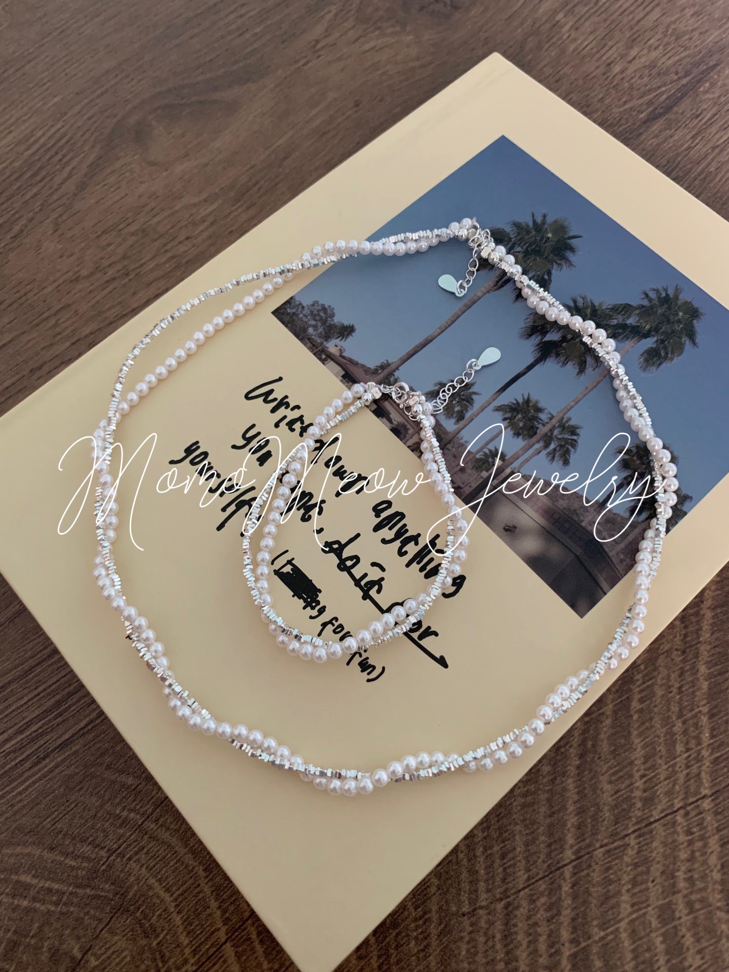 Silver pearl twist necklace