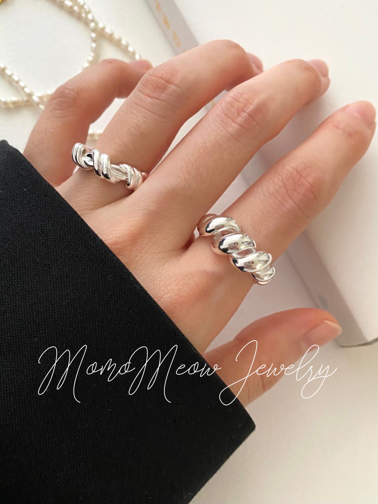 Croissant ring sterling silver collection