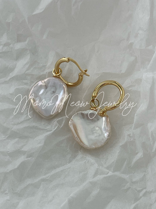 Flore earrings - freshwater pearl, baroque pearl, sterling silver earring