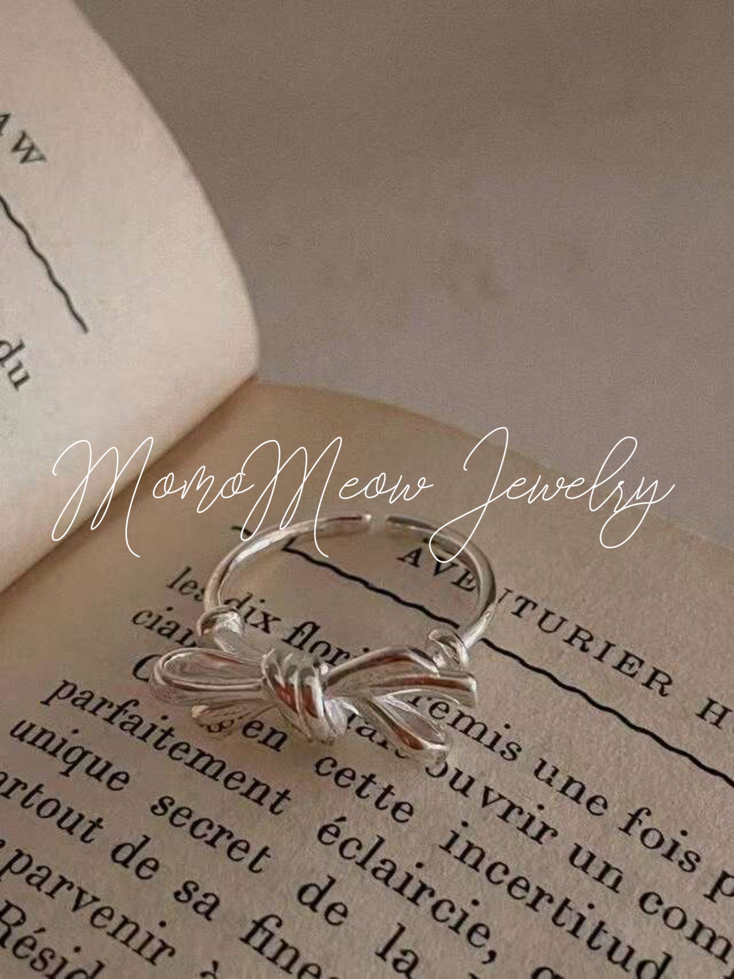 Bow tie ring - sterling silver ring