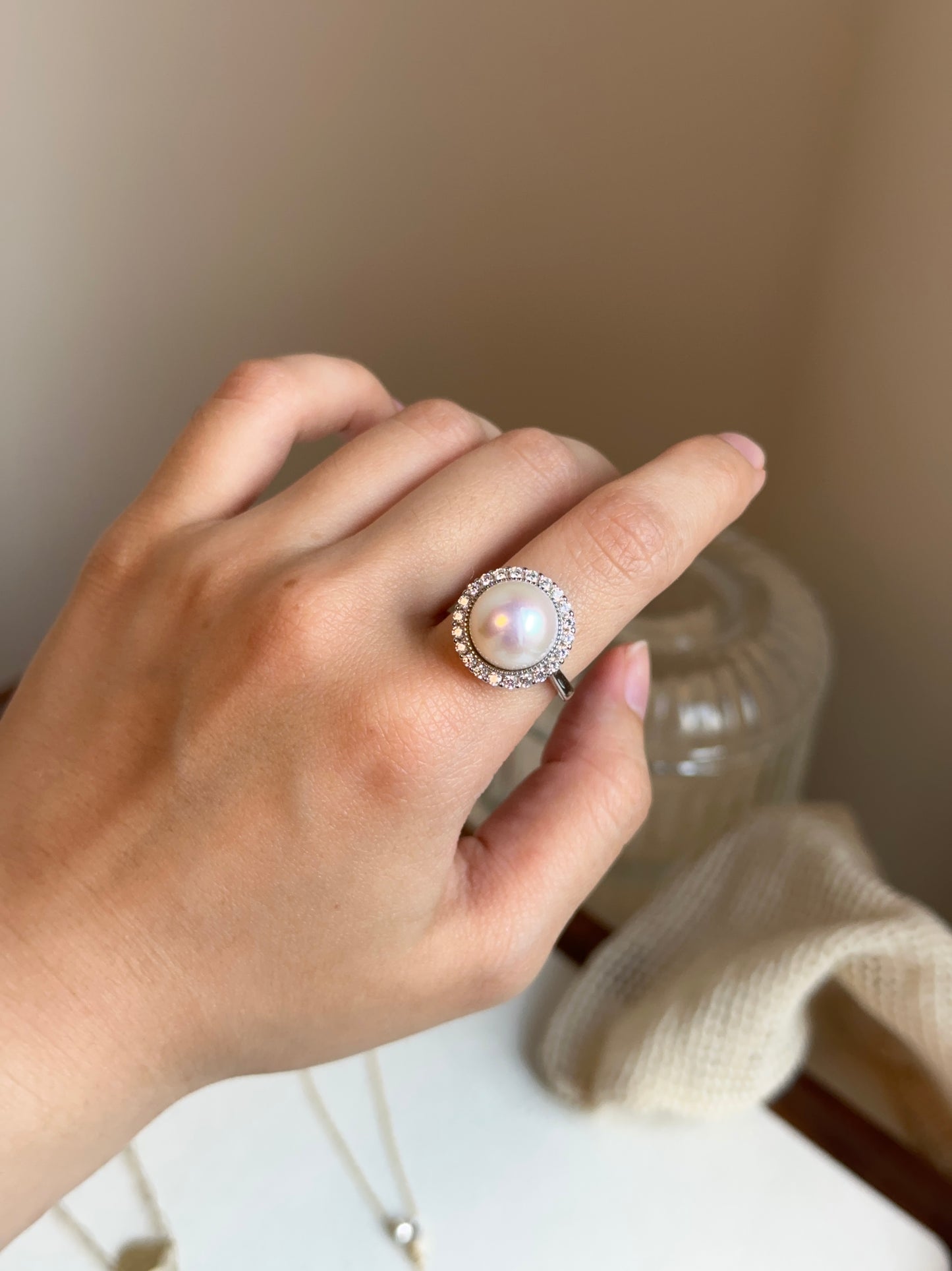 Mabe freshwater pearl ring