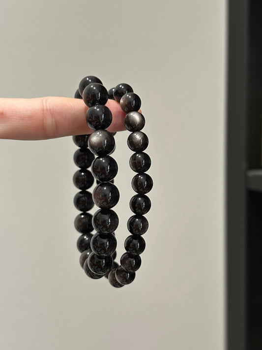 Silver obsidian bracelet Protection