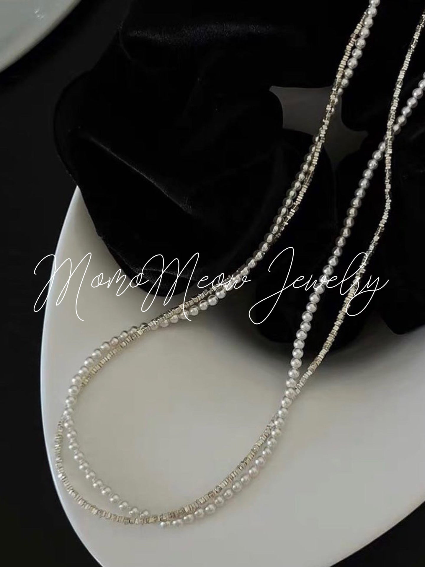 Silver pearl twist necklace