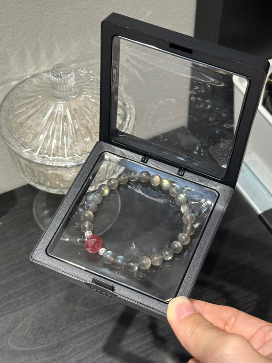 Sweet midnight bracelet labradorite strawberry quartz bracelet