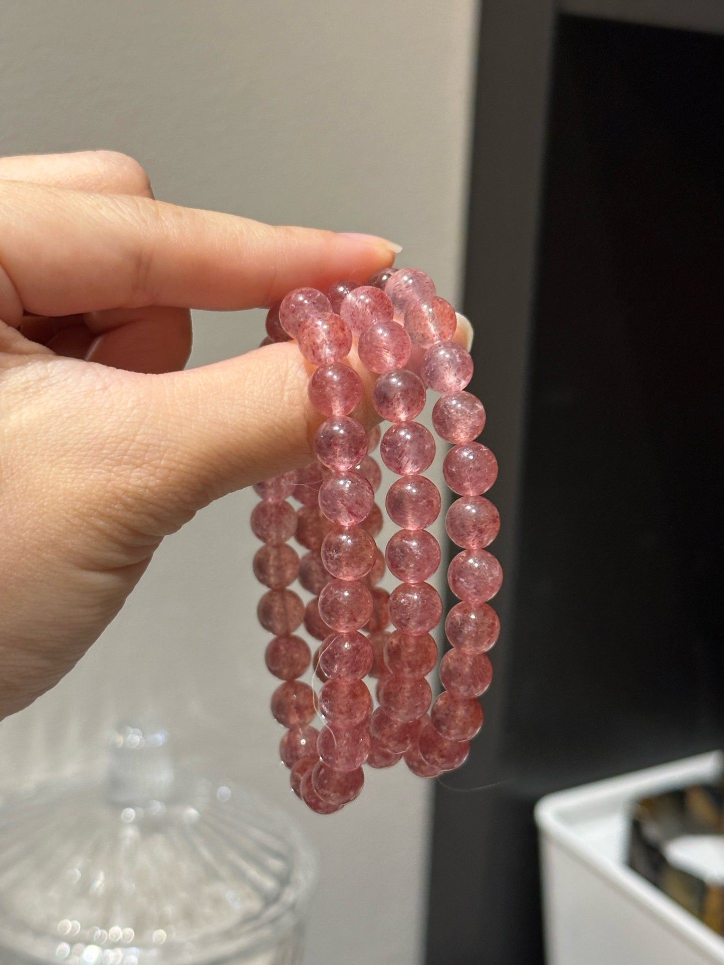 Strawberry quartz gradient bracelet - one size imperfect final sale item