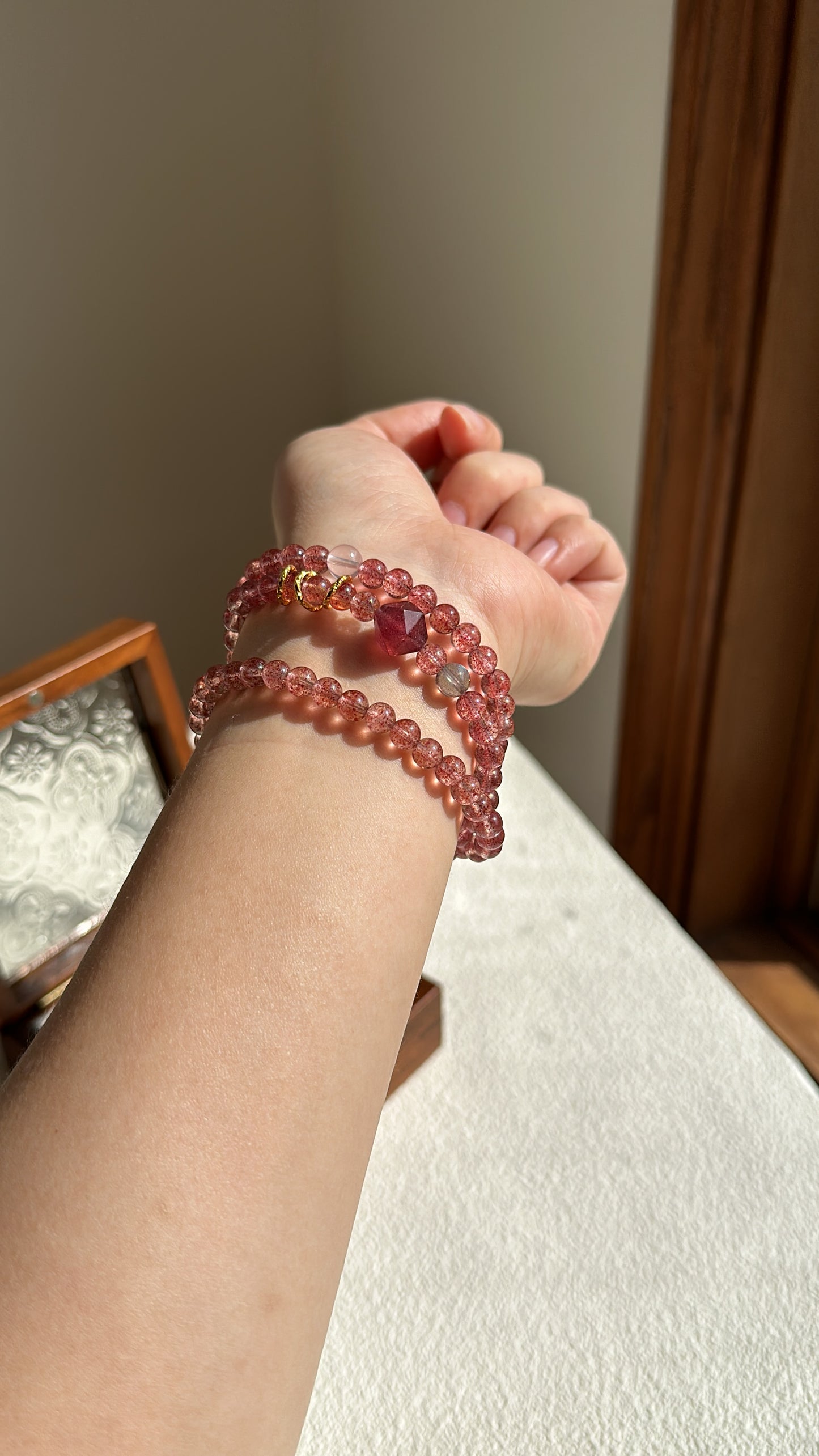 Strawberry tea time strawberry quartz bracelet