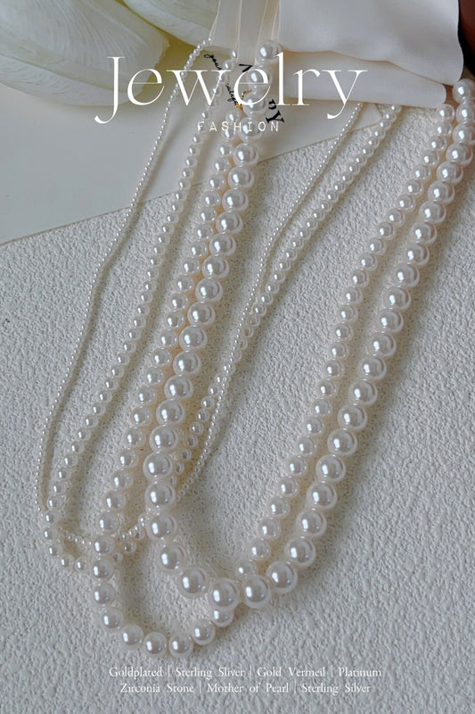 Crystal pearl necklace - white