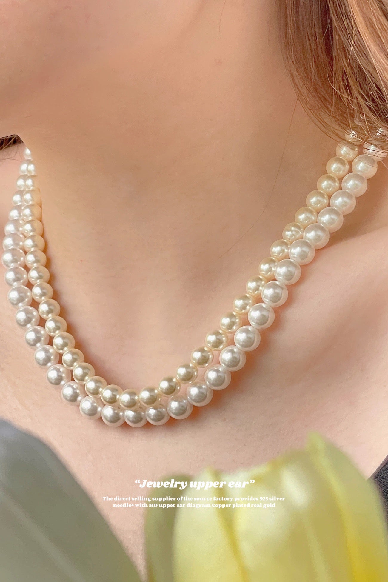 Crystal pearl necklace - white