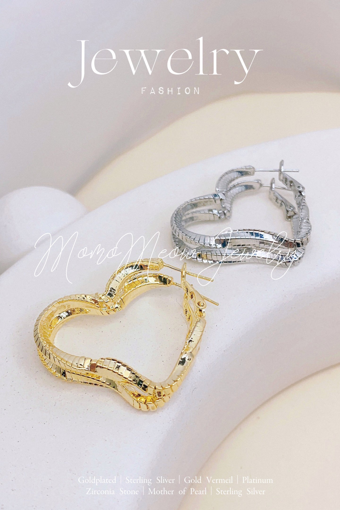 Shimmer heart loop earrings