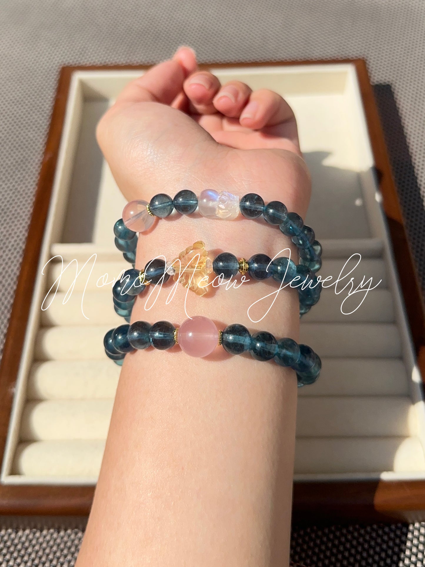 Deep blue aquamarine bracelet 魔鬼蓝海蓝宝手链