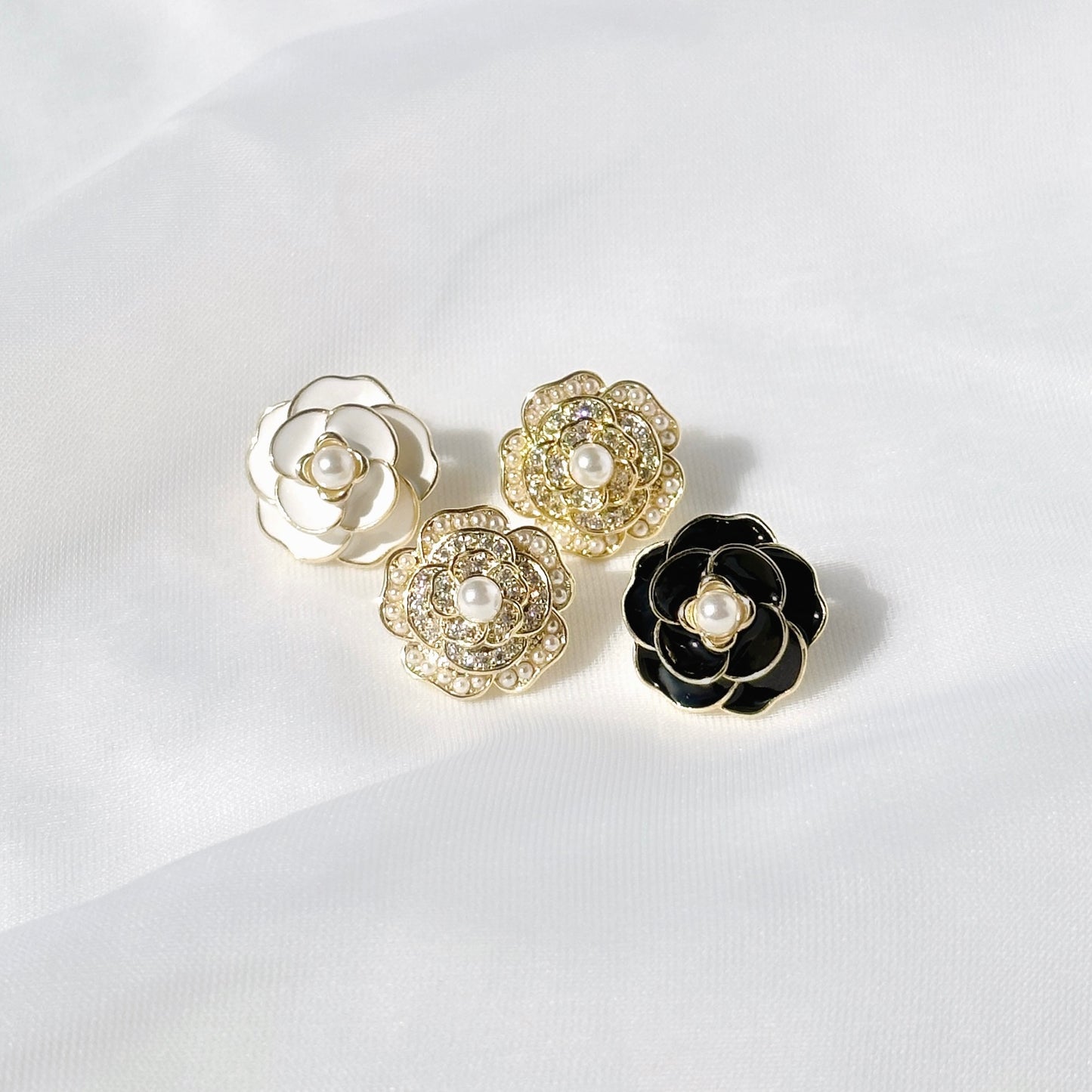 Camellia earrings stud - elegant & beautiful