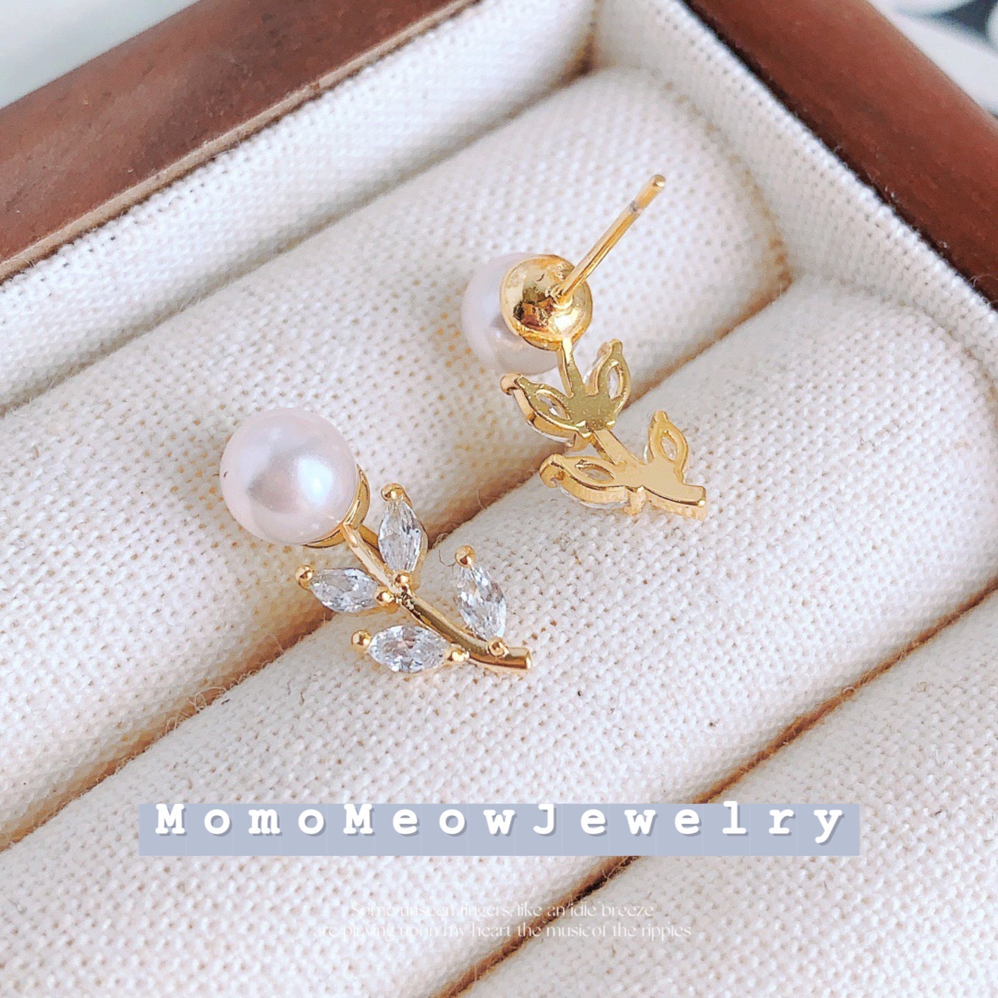 A pearl rose ear stud｜一枝玫瑰 耳钉